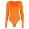 Orange Neon Bodysuit Women Long Sleeve Bodycon Sexy 2019 Autumn Winter Streetwear Club Party Outfits Casual Female Clothing