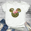 Women Fashion Graphic Flower Womens T-Shirt Cute Ear Tshirts Girl Laides Tumblr Tee Hipster Clothing Female T Shirt Print Tees