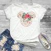 Women Fashion Graphic Flower Womens T-Shirt Cute Ear Tshirts Girl Laides Tumblr Tee Hipster Clothing Female T Shirt Print Tees