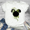 Women Fashion Graphic Flower Womens T-Shirt Cute Ear Tshirts Girl Laides Tumblr Tee Hipster Clothing Female T Shirt Print Tees