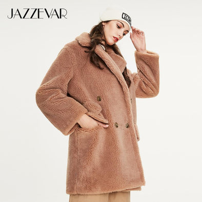 JAZZEVAR 2019 Winter new arrival fur coat women high quality mid-length style outerwear loose clothing warm coat women K9052