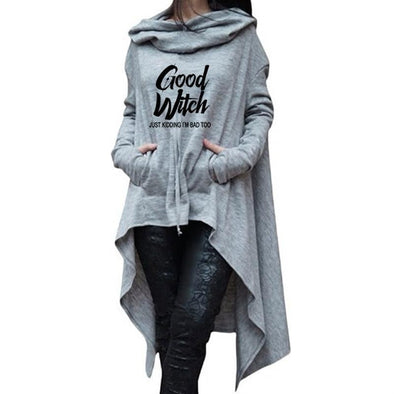 Letter Letters Print Hoodies For Women Long Irregular  Sweatshirts Hoodies Kawaii Femmes Casual 2018 Printing Clothings Street