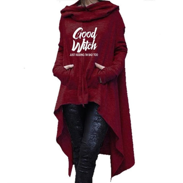 Letter Letters Print Hoodies For Women Long Irregular  Sweatshirts Hoodies Kawaii Femmes Casual 2018 Printing Clothings Street