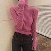 TWOTWINSTYLE White Korean Knitted Sweater For Women Turtleneck Long Sleeve Autumn Slim Pullover Female Clothing Fashion New 2019