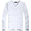 2019 Elastic Mens T-Shirt V-Neck Long Sleeve Men T Shirt For Male Lycra And Cotton T-Shirts Man Clothing TShirt Brand Tees