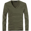2019 Elastic Mens T-Shirt V-Neck Long Sleeve Men T Shirt For Male Lycra And Cotton T-Shirts Man Clothing TShirt Brand Tees