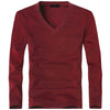 2019 Elastic Mens T-Shirt V-Neck Long Sleeve Men T Shirt For Male Lycra And Cotton T-Shirts Man Clothing TShirt Brand Tees