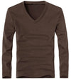 2019 Elastic Mens T-Shirt V-Neck Long Sleeve Men T Shirt For Male Lycra And Cotton T-Shirts Man Clothing TShirt Brand Tees
