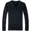 2019 Elastic Mens T-Shirt V-Neck Long Sleeve Men T Shirt For Male Lycra And Cotton T-Shirts Man Clothing TShirt Brand Tees