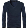 2019 Elastic Mens T-Shirt V-Neck Long Sleeve Men T Shirt For Male Lycra And Cotton T-Shirts Man Clothing TShirt Brand Tees