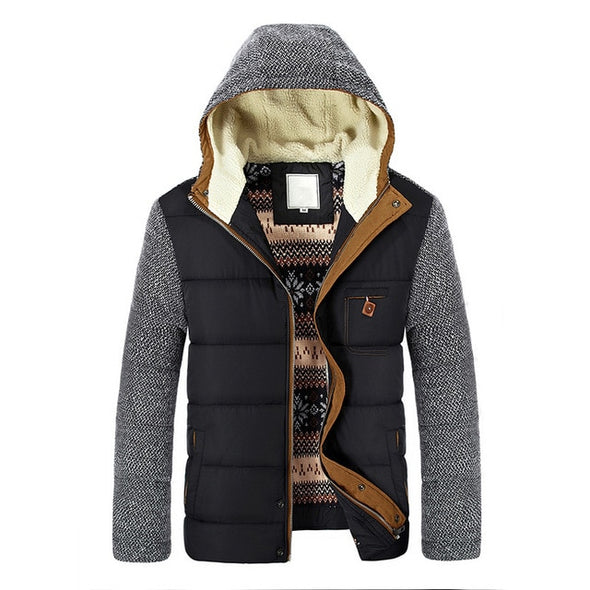Mountainskin Winter Coat Men's Warm Parkas Thick Fleece Cotton Coats Slim Male Jackets Hooded Coat Mens Brand Clothing SA830