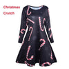 4XL 5XL Large Size Dress Casual Printed Cartoon Christmas Dress Autumn Winter Long Sleeve A -line Dress Plus Size Women Clothing