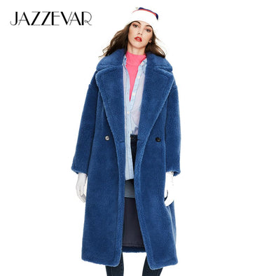 JAZZEVAR 2019 Winter new arrival fur coat women new fashion style teddy bear coat loose clothing long warm winter coat K9063