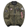 Men Bomber Jacket Slim Male Wear Casual Windbreaker Man Pilot Jacket with Patches Green Thin Mens Coat Outwear Clothing,ZA267