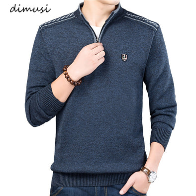 DIMUSI Autumn Winter Men's Sweater Men's Turtleneck Solid Color Casual Sweater Men's Slim Fit Brand Knitted Pullovers Clothing
