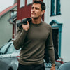 Autumn Men Sweater Solid Black Gray Green White Color Pullovers For Man Casual Slim Clothing New Male Wear Knitwear Tops 8921