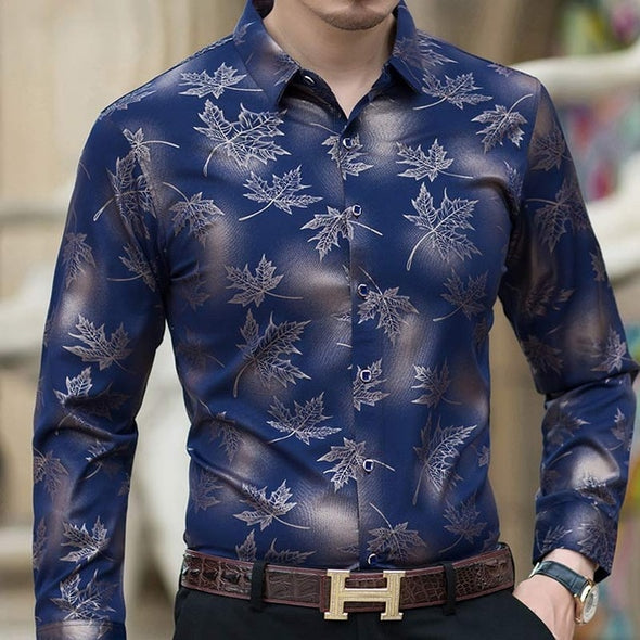 2019 new social long sleeve maple leaf designer shirts men slim fit vintage fashions men's shirt man dress jersey clothing 36565